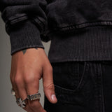 Crewneck Acid wash negro 400 gramos 100 % Algodón