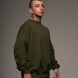 Crewneck Verde militar 400 gramos 100 % Algodón