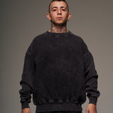 Crewneck Acid wash negro 400 gramos 100 % Algodón