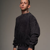 Crewneck Acid wash negro 400 gramos 100 % Algodón