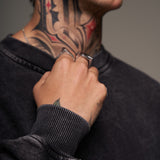 Crewneck Acid wash negro 400 gramos 100 % Algodón