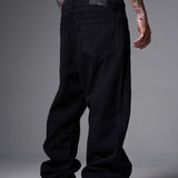 JEANS BAGGY CORTE DIAGONAL NEGRO