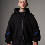 Double Zip Hoodie Boxy fit  Blue stars