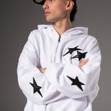 Double Zip Hoodie Boxy fit estrellas negras