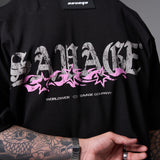 T shirt negra savage company rosa  250 gramos