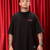 Camiseta Negra Oversize Logo rojo 250 gramos