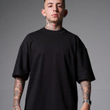 Pre venta T-shirt negra rhinestone  250 gramos oversize