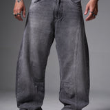 JEANS BAGGY CORTE DIAGONAL OSCURO