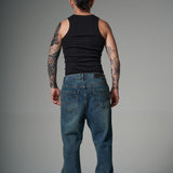 JEANS FLARE SAVAGE AZUL Y CAFÉ  14499
