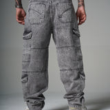 JEANS BAGGY FIT SAVAGE GRIS  2 CORTES 4 BOLSILLOS 14494