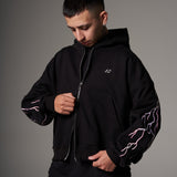 Double Zip Hoodie Boxy fit Red lights