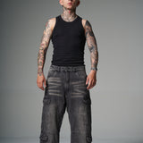 JEANS BAGGY FIT SAVAGE NEGRO  2 CORTES 4 BOLSILLOS 14502
