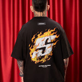 Camiseta Negra Oversize Fuego  250 gramos