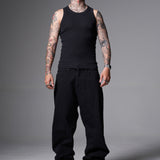 JEANS BAGGY CORTE DIAGONAL NEGRO