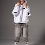 Double Zip Hoodie Boxy fit estrellas negras