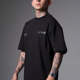 T shirt negra savage company rosa  250 gramos