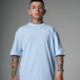 Camiseta 100% Algodón Peruano Azul cielo   Oversize 250 Gramos