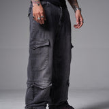 JEANS BAGGY 8 BOLSILLOS PARCHE GRIS OSCURO