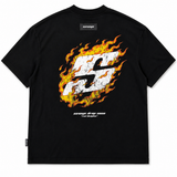 Camiseta Negra Oversize Fuego  250 gramos