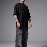 Pre venta T-shirt negra rhinestone  250 gramos oversize