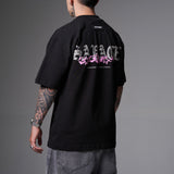 T shirt negra savage company rosa  250 gramos