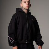 Double Zip Hoodie Boxy fit Red lights