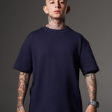 DARK BLUE OVERSIZED BASIC T-SHIRT 14209 SVG