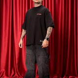 Camiseta Negra Oversize Logo rojo 250 gramos