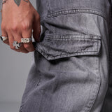 JEANS BAGGY 8 BOLSILLOS PARCHE GRIS CLARO