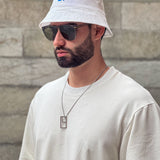 Bucket hat blanco flor azul  14263