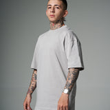 Camiseta 100% Algodón Peruano Gris  Oversize 250 Gramos