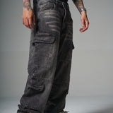JEANS BAGGY FIT SAVAGE NEGRO  2 CORTES 4 BOLSILLOS 14502