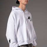 Double Zip Hoodie Boxy fit estrellas negras