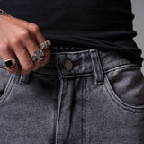 JEANS BAGGY CORTE DIAGONAL OSCURO