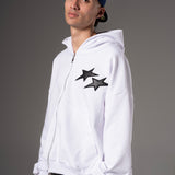 Double Zip Hoodie Boxy fit estrellas negras