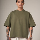 BOXY FIT 300 GRAMOS, 100% ALGODÓN VERDE MILITAR