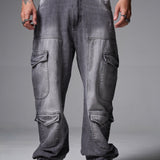 JEANS BAGGY 8 BOLSILLOS PARCHE GRIS CLARO