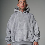 Nuevo Hoodie Distressed Acid wash gris 400 gramos