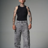 JEANS BAGGY FIT SAVAGE GRIS  2 CORTES 4 BOLSILLOS 14494