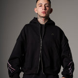 Double Zip Hoodie Boxy fit Red lights