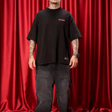 Camiseta Negra Oversize Logo rojo 250 gramos