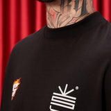 Camiseta Negra Oversize Fuego  250 gramos