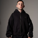 Double Zip Hoodie Boxy fit  Leather stars