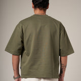 BOXY FIT 300 GRAMOS, 100% ALGODÓN VERDE MILITAR