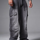 JEANS BAGGY 8 BOLSILLOS PARCHE GRIS CLARO