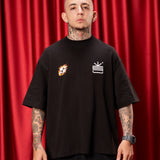 Camiseta Negra Oversize Fuego  250 gramos