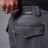 JEANS BAGGY 8 BOLSILLOS PARCHE GRIS OSCURO