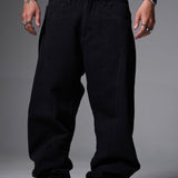 JEANS BAGGY CORTE DIAGONAL NEGRO