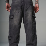JEANS BAGGY FIT SAVAGE NEGRO  2 CORTES 4 BOLSILLOS 14502