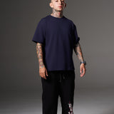 DARK BLUE OVERSIZED BASIC T-SHIRT 14209 SVG